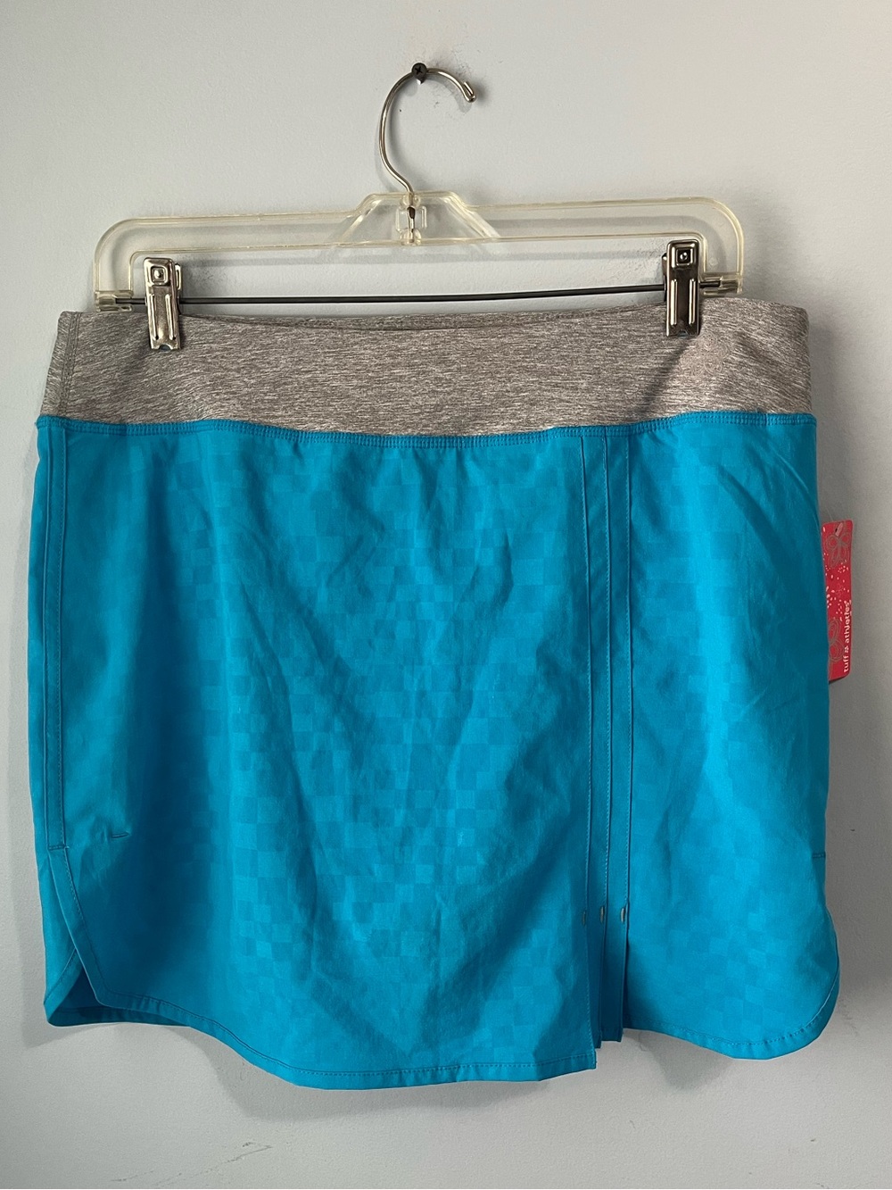 NWT Tuff Athletics Sky Blue Checkered Mini Skirt Sandex Shorts Size M
